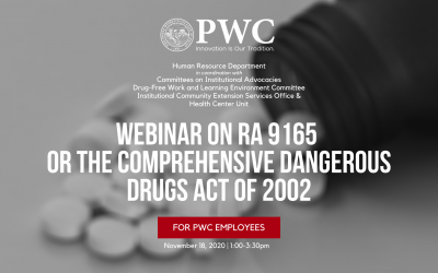PWC conducts Webinar on The Comprehensive Dangerous Drugs Act of 2002 for employees