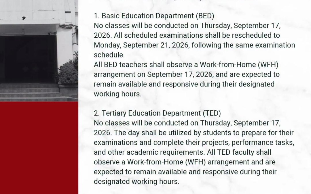 ADVISORY: CLASS & WORK SCHEDULE ADJUSTMENTS